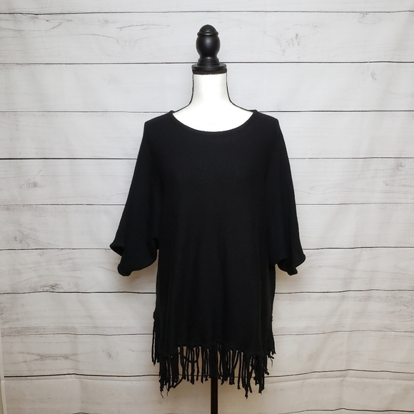 Valerie Stevens Sweaters - Valerie Stevens Black Fringe Sweater